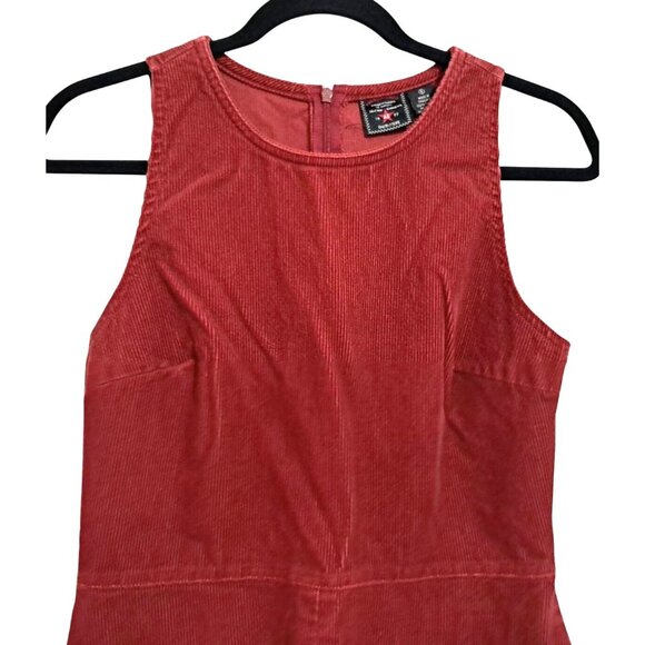 Y2K American Eagle Red Corduroy Sleeveless Dress Size 6 Vintage - Picture 4 of 8